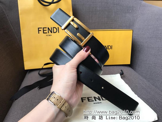 FENDI芬迪 實物拍攝 最新爆款 柔軟小牛皮皮帶 雙F標誌 BAGUETTE系列 時尚百搭款女款皮帶  xfp1301